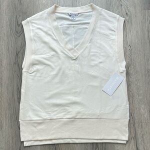 Athleta Retroterry V-Neck Sweatshirt Tee Ivory White Size M